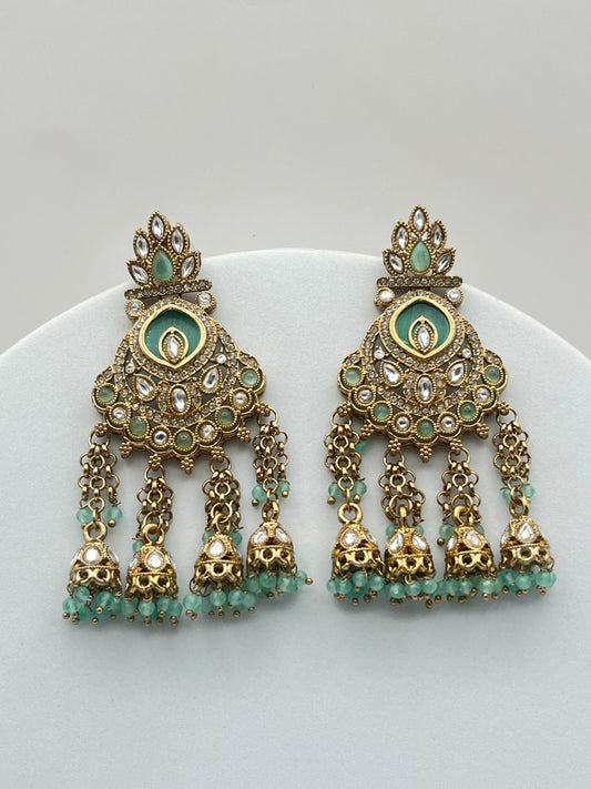 Manaswini Mint Green Line Dangling Earring