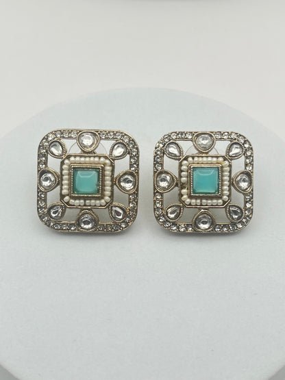 Arika Square shape Sea Green Studs