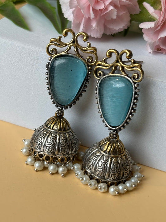 Yamini Dual Tone Blue Earring