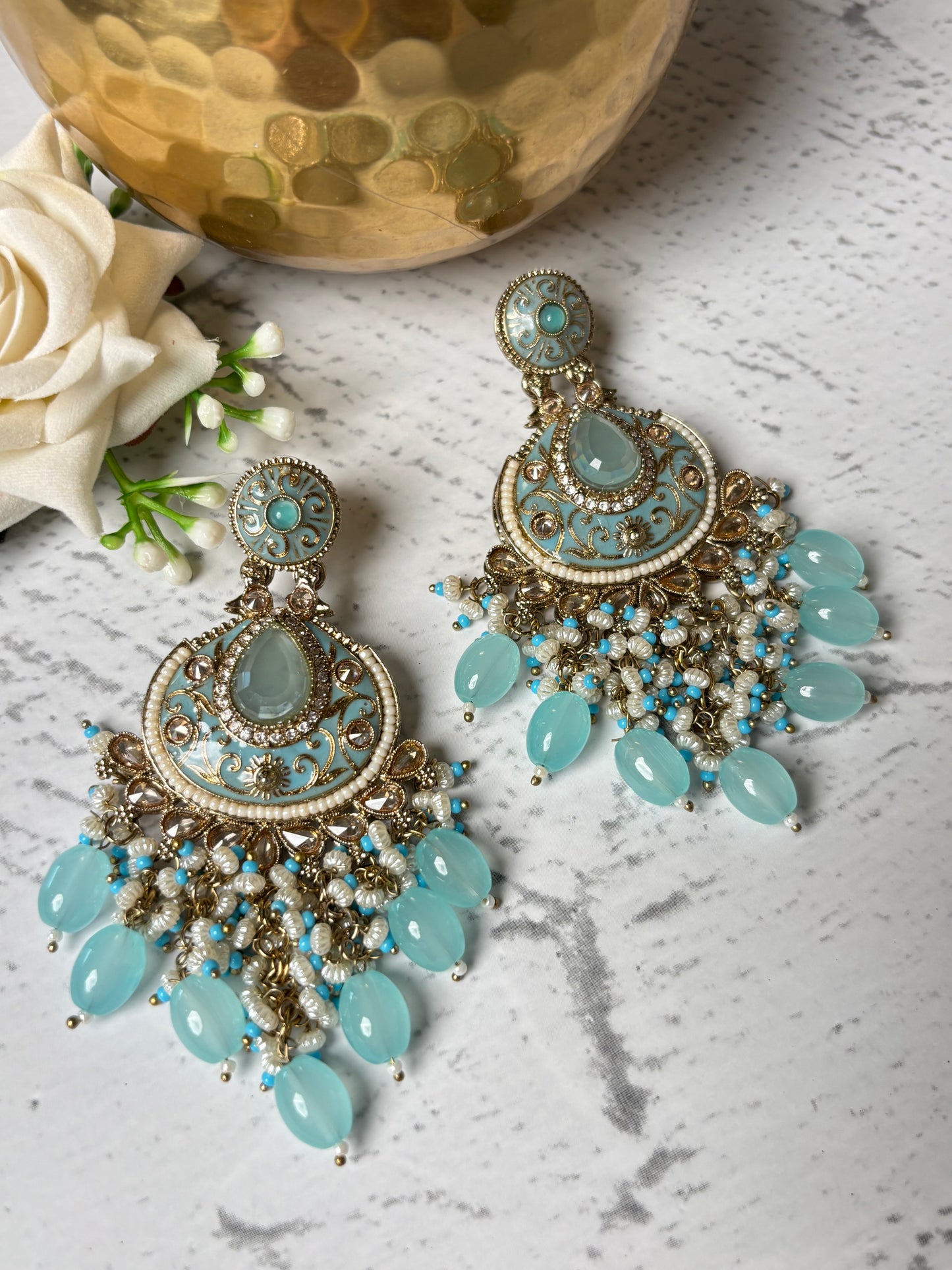 Urvi Pastel Blue Minakari Earring