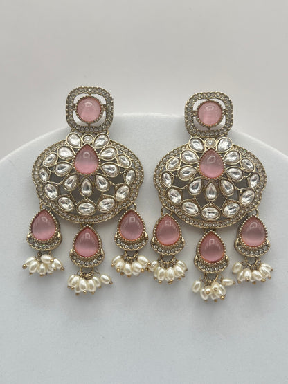 Preeti Pink Stone Kundan Earring