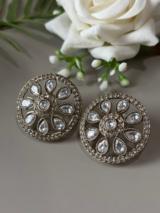 Avika Round shape White Stone Studs
