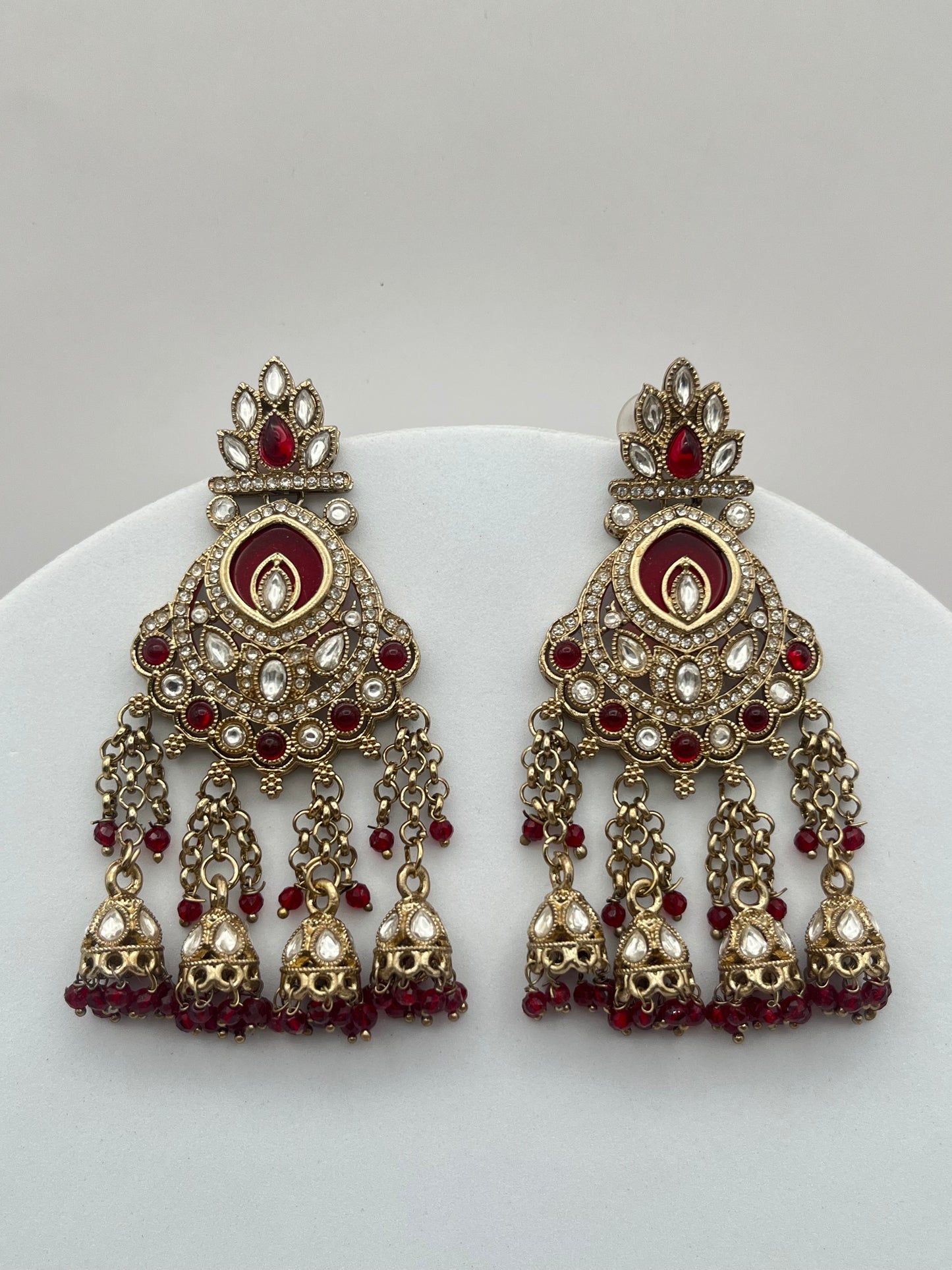 Manaswini Red Line Dangling Earring