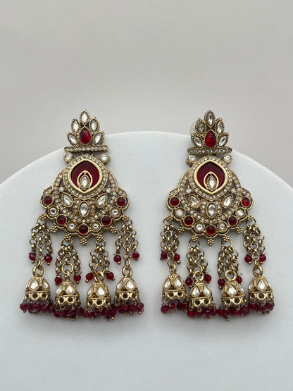 Manaswini Red Line Dangling Earring