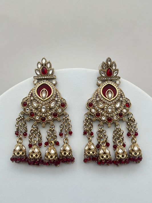 Manaswini Red Line Dangling Earring