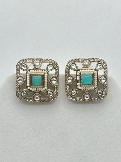 Arika Square shape Sea Green Studs