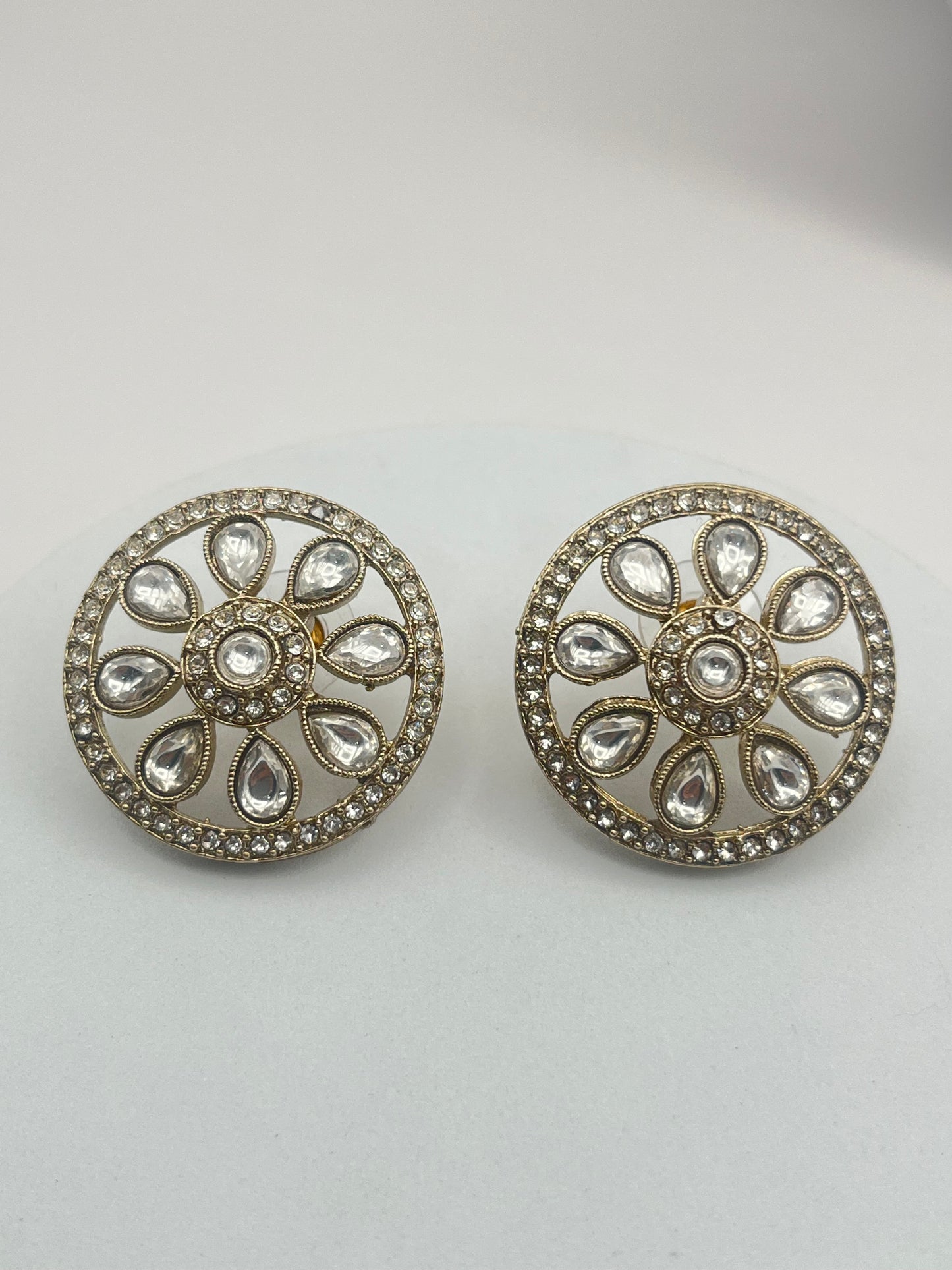 Avika Round shape White Stone Studs