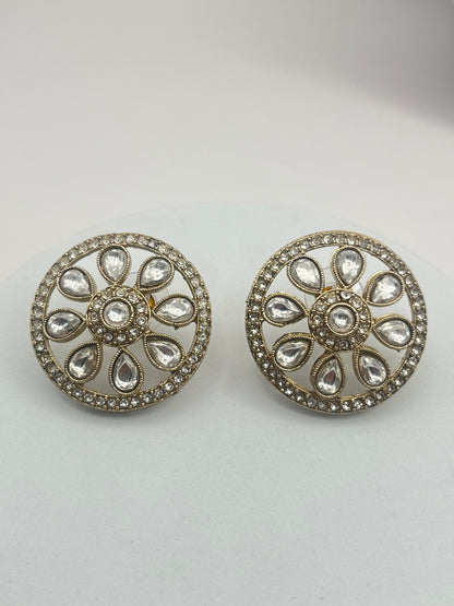 Avika Round shape White Stone Studs