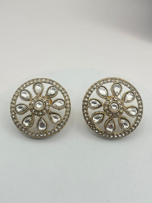 Avika Round shape White Stone Studs