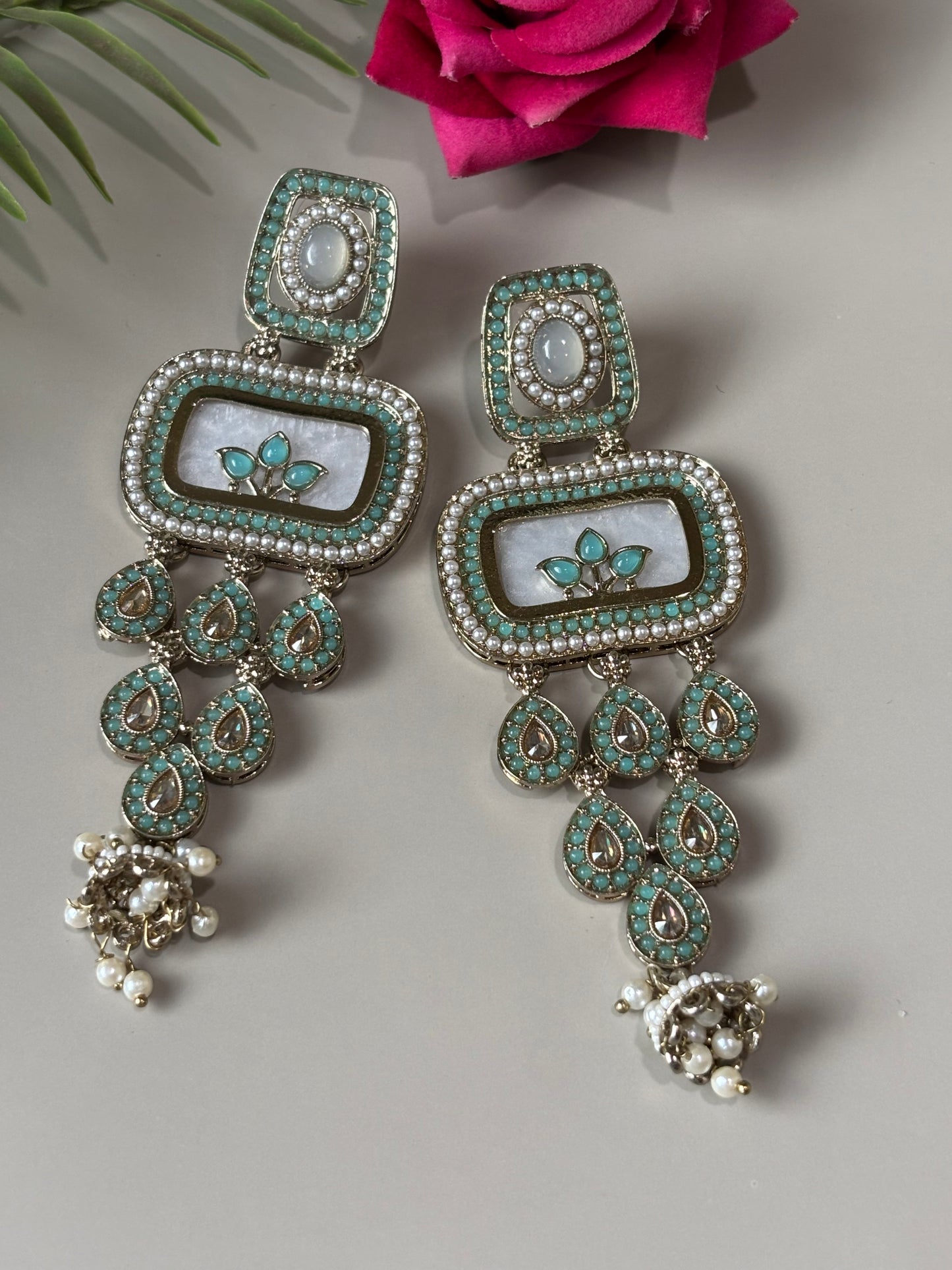 Shivanya Mint Green MOP Earring
