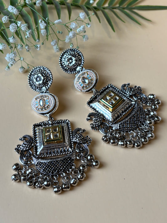 Jiya Pastel Stone Dual Tone Long Earring