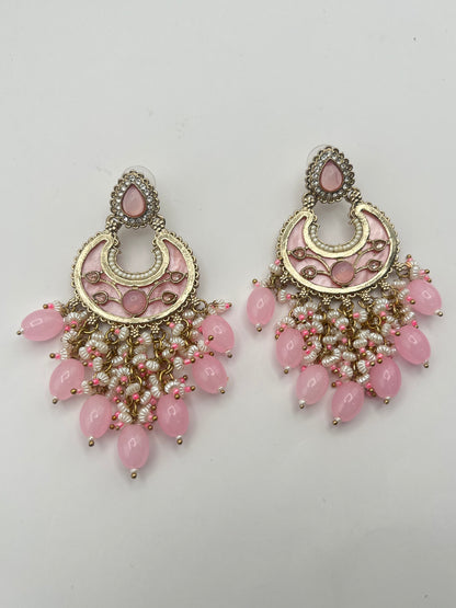 Jaini Pink MOP Moon Earring