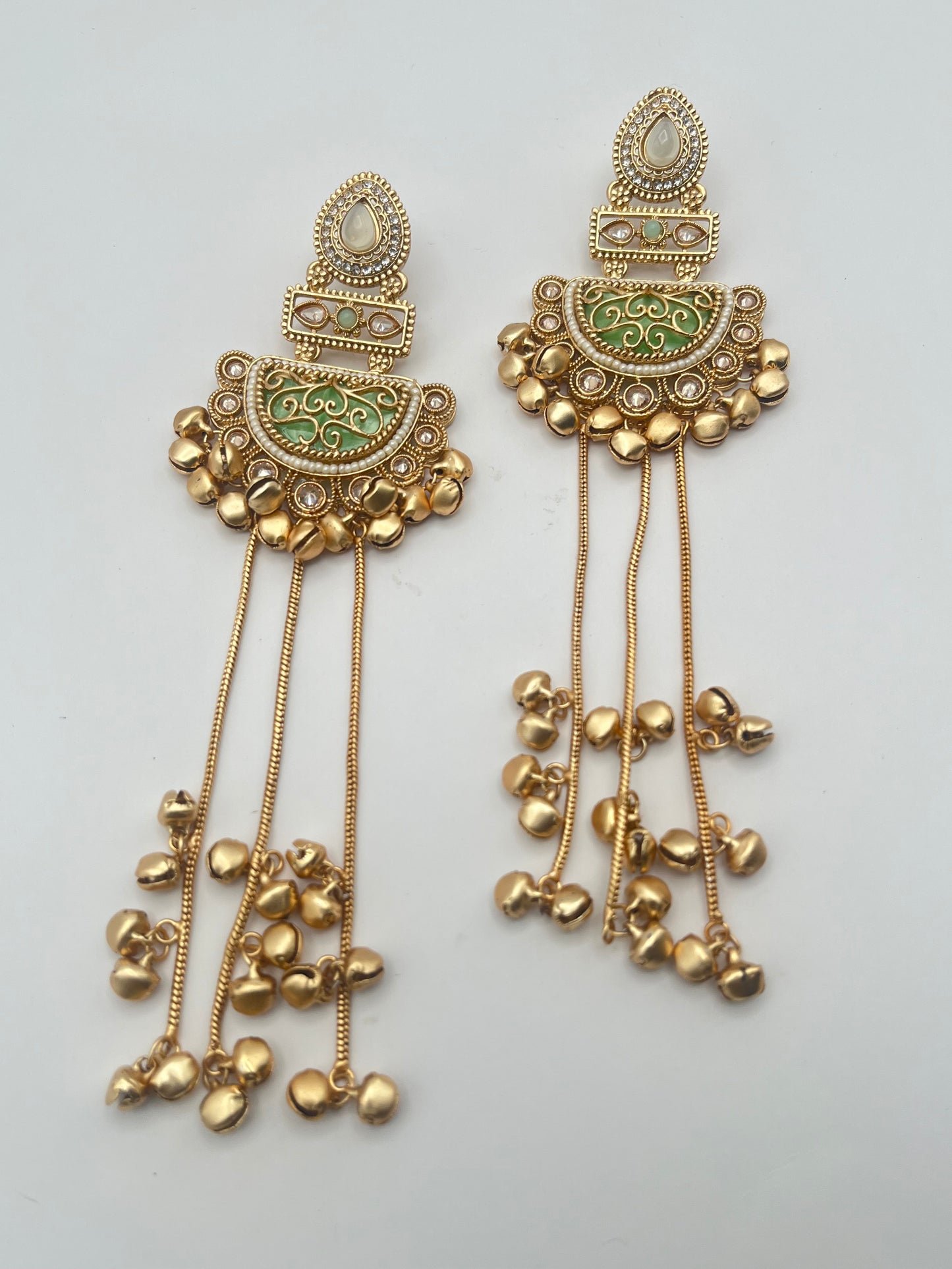 Meghna Rajwadi Polish Mint Green Kashmiri earring