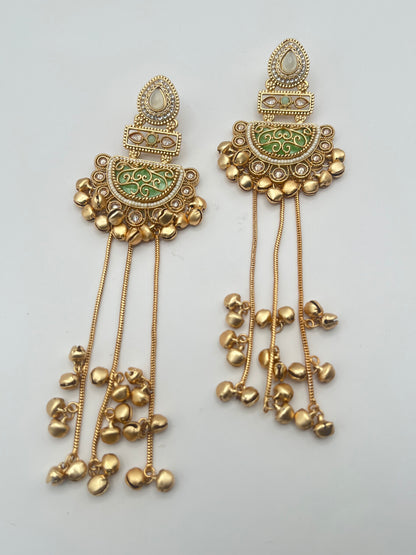 Meghna Rajwadi Polish Mint Green Kashmiri earring