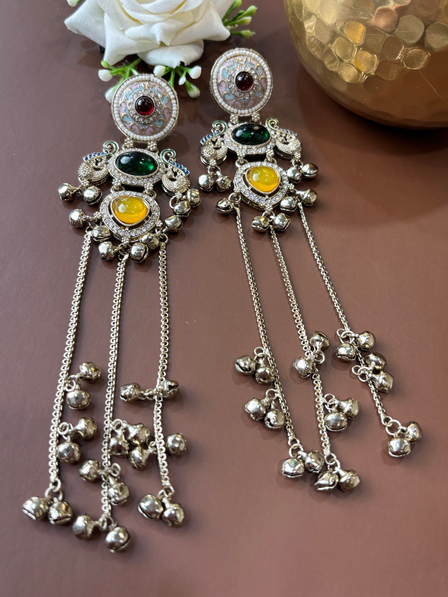 Mallika Multicolor Rajwadi polish Kashmiri earring