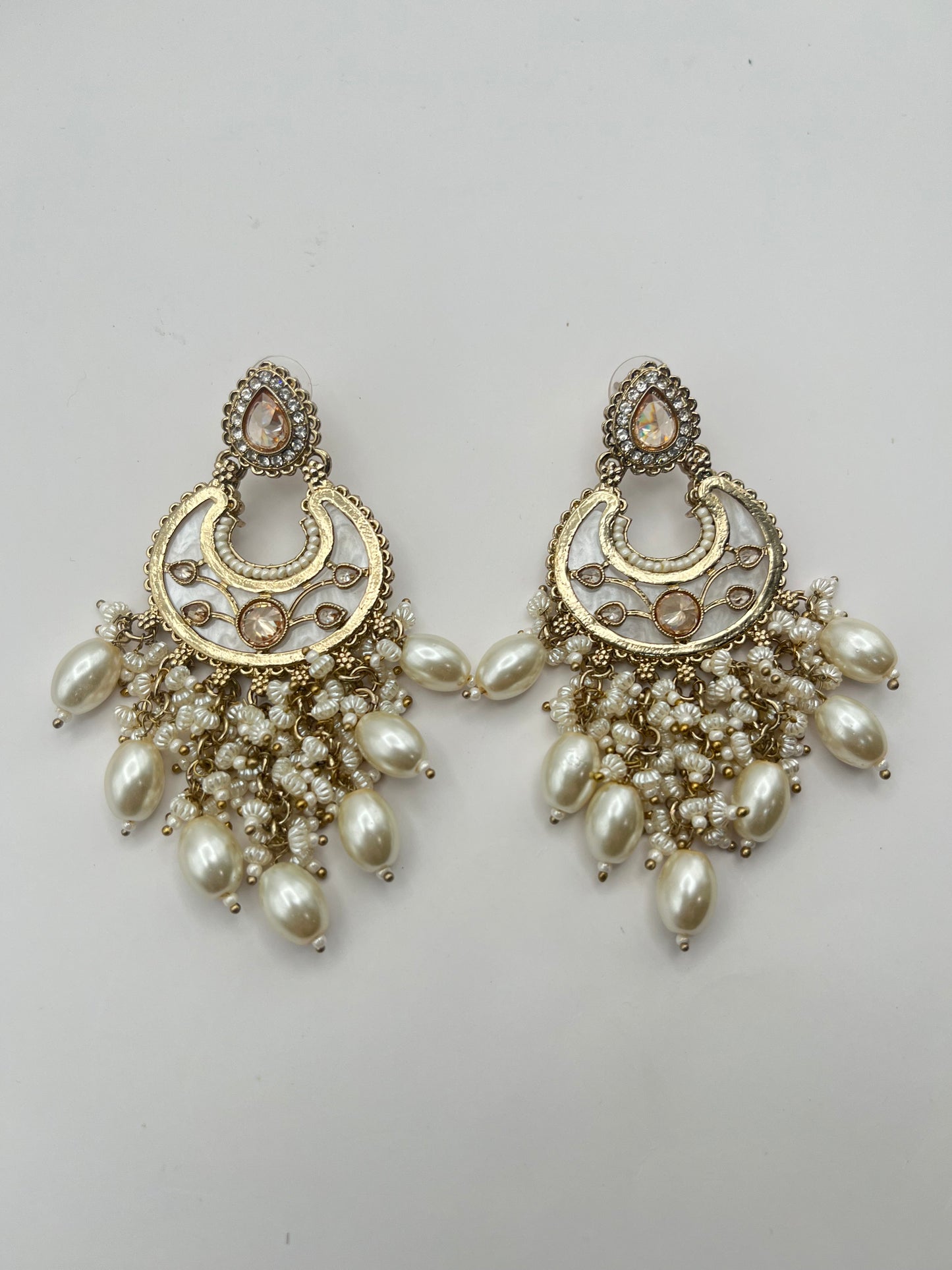 Jaini White MOP Moon Earring