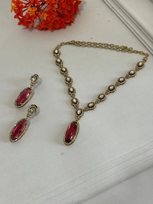 Ishani Red Mossanite Necklace Set