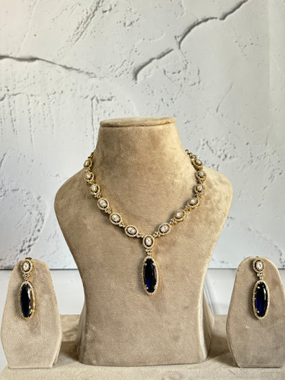 Ishani Sapphire Mossanite Necklace Set