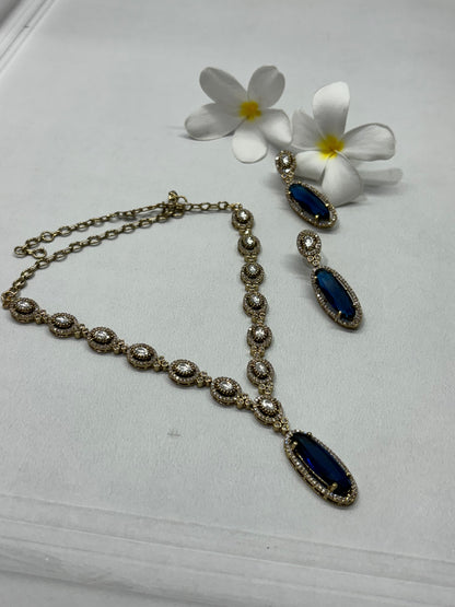 Ishani Sapphire Mossanite Necklace Set