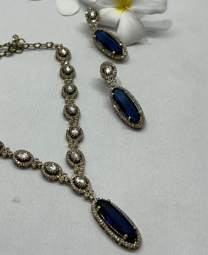 Ishani Sapphire Mossanite Necklace Set