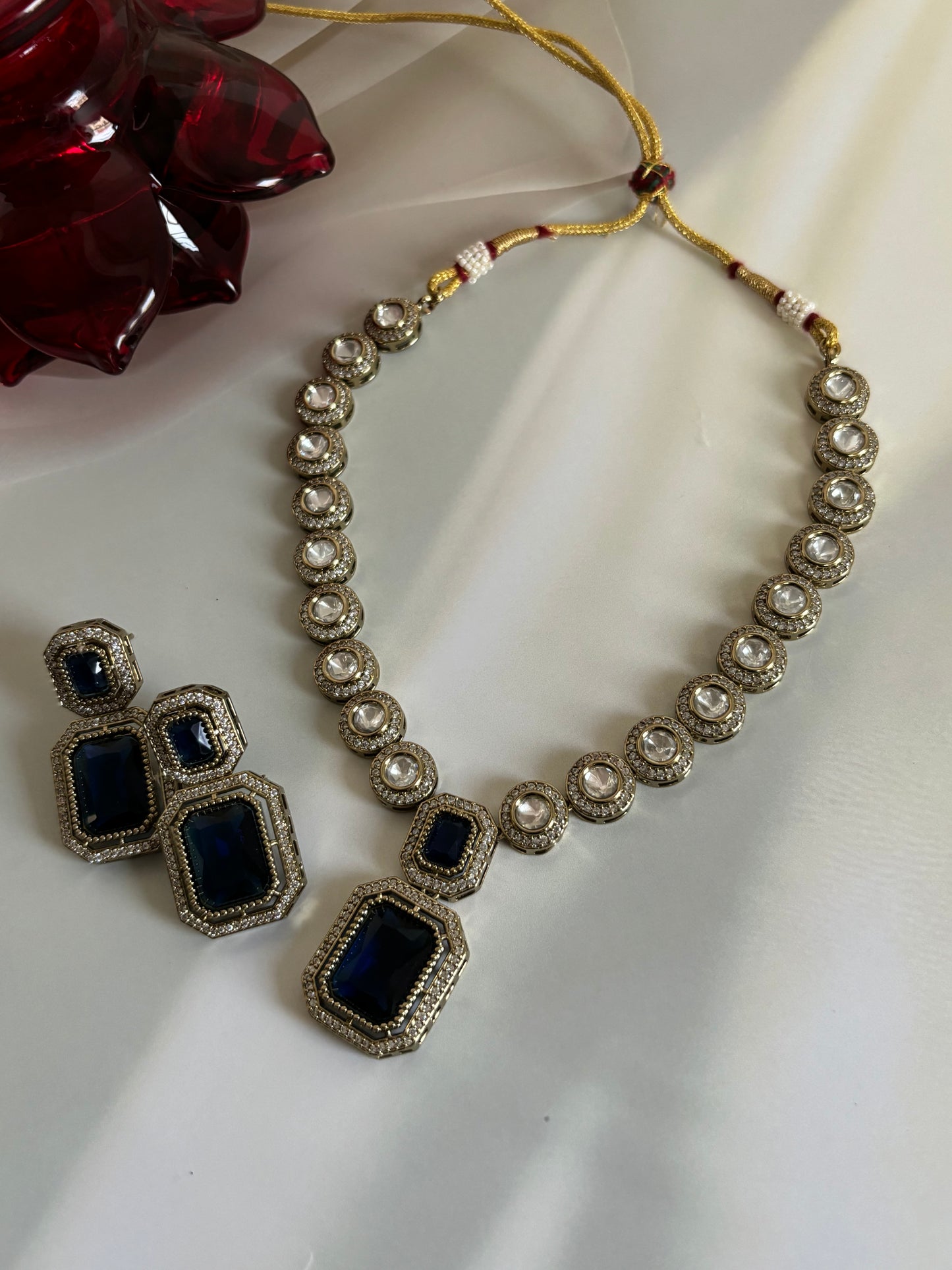 Irya Blue Radiant Stone Kundan Necklace Set