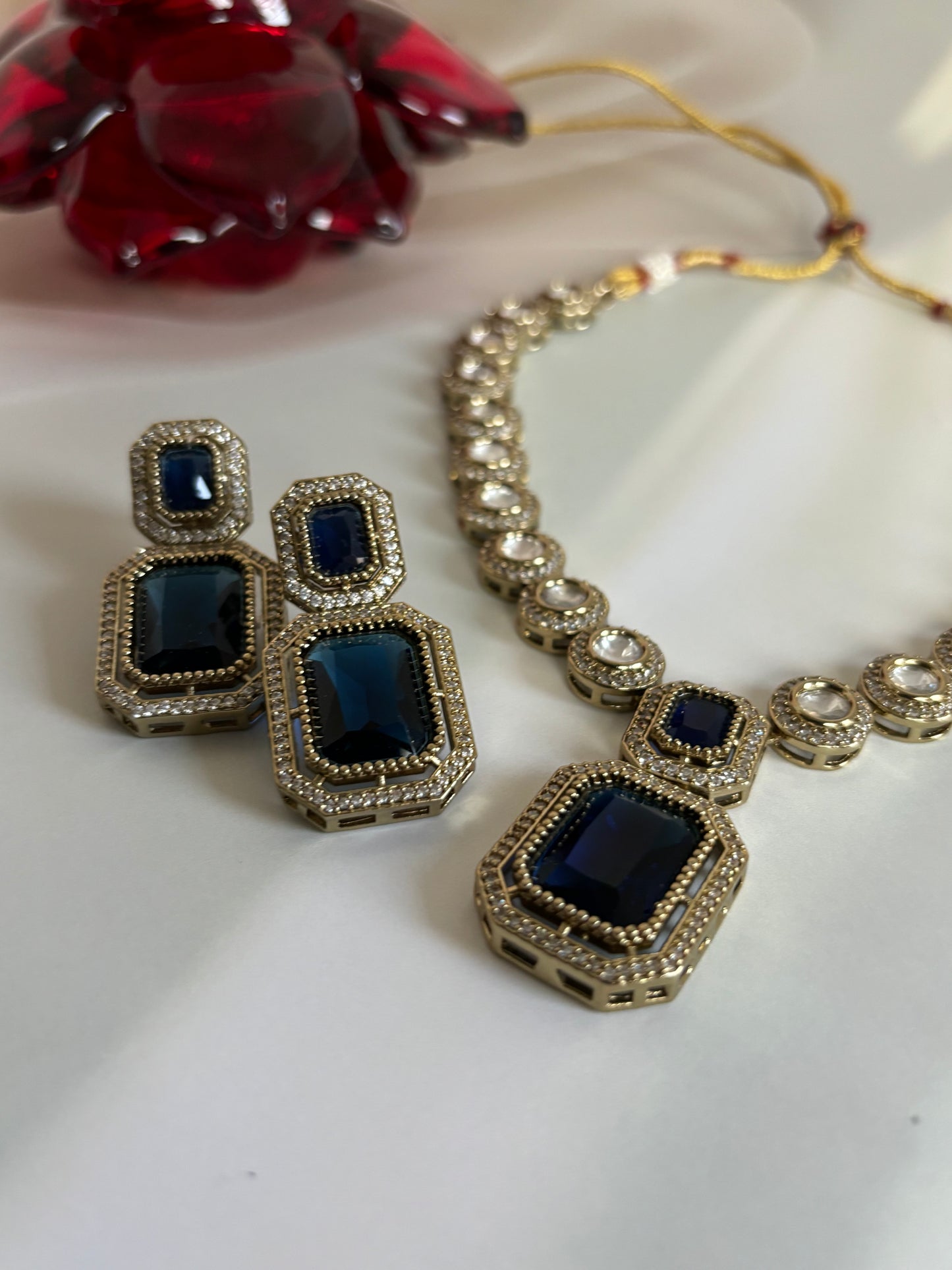 Irya Blue Radiant Stone Kundan Necklace Set