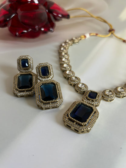 Irya Blue Radiant Stone Kundan Necklace Set