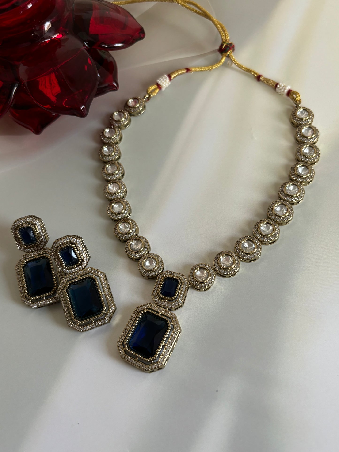 Irya Blue Radiant Stone Kundan Necklace Set