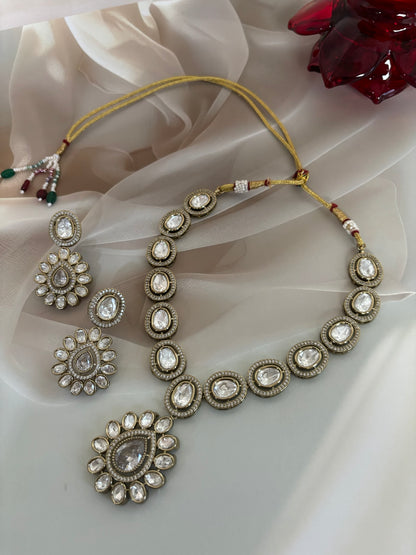 Navya White Kundan Necklace Set