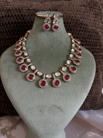 Kashvi Kundan Ruby stone Necklace Set