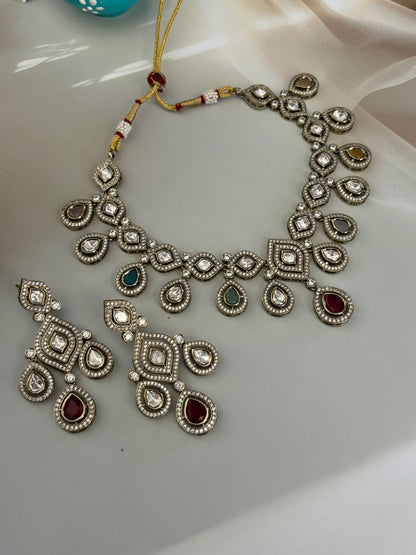 Jivika Multi-coloured Kundan Necklace Set