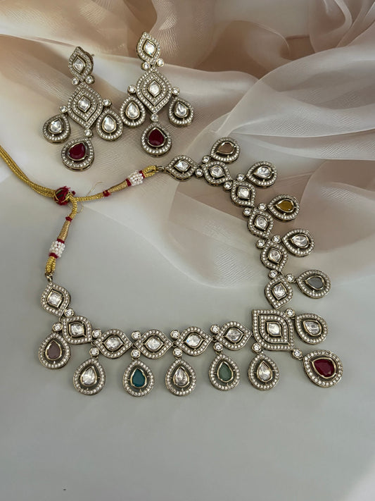 Jivika Multi-coloured Kundan Necklace Set