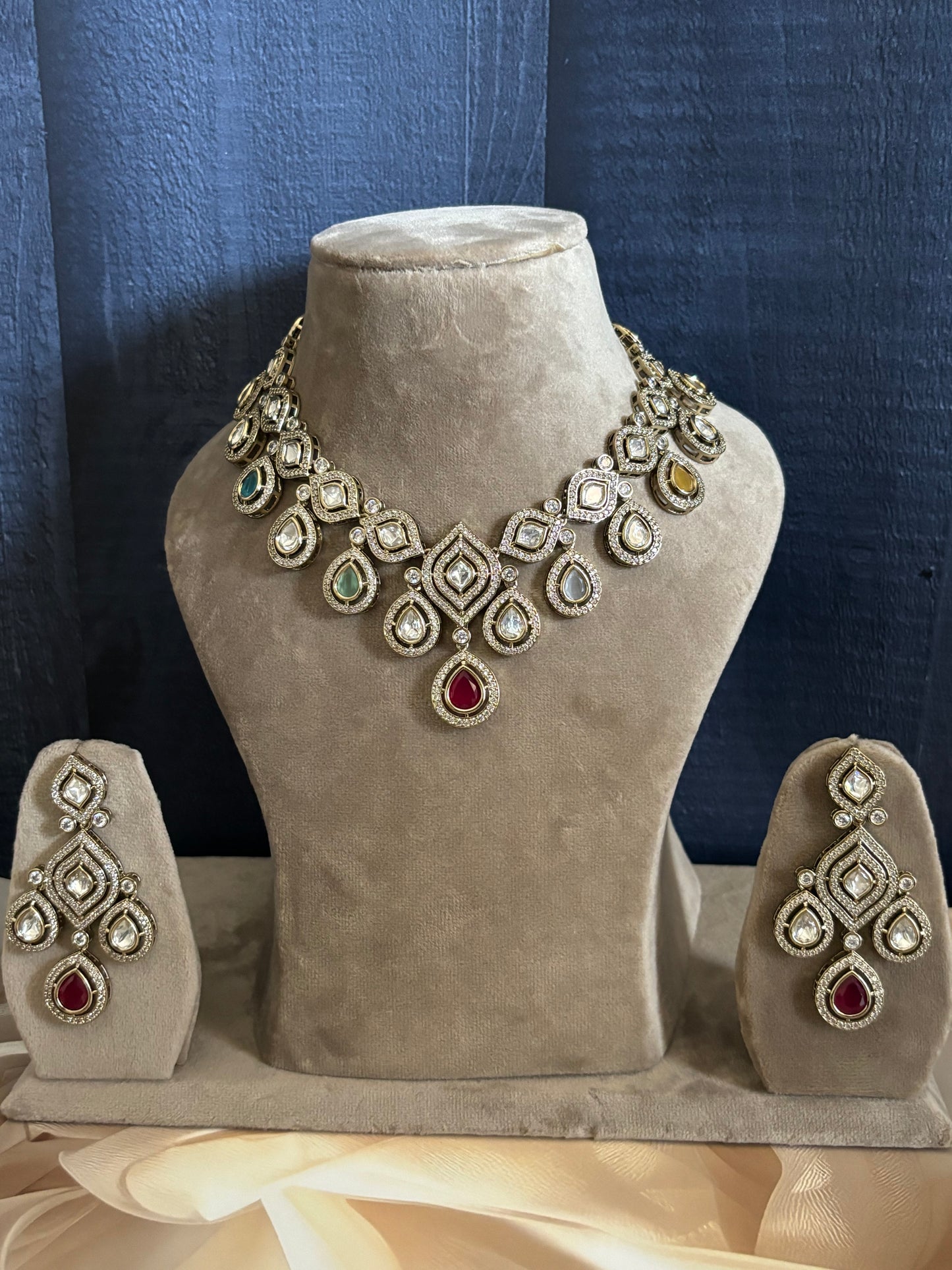 Jivika Multi-coloured Kundan Necklace Set