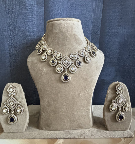 Jivika Sapphire Kundan Necklace Set