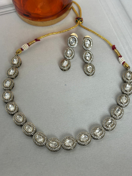 Shanika White Kundan Indo Western Necklace Set