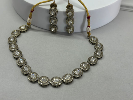 Shanika White Kundan Indo Western Necklace Set