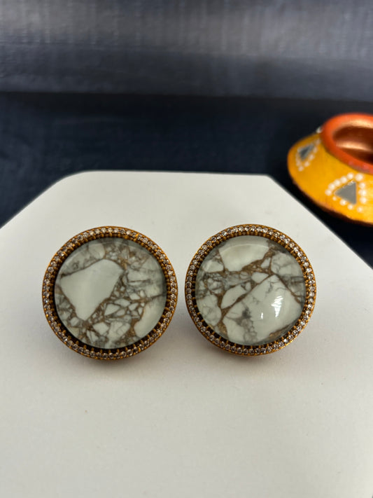 Victorian Studs White Stone Earrings