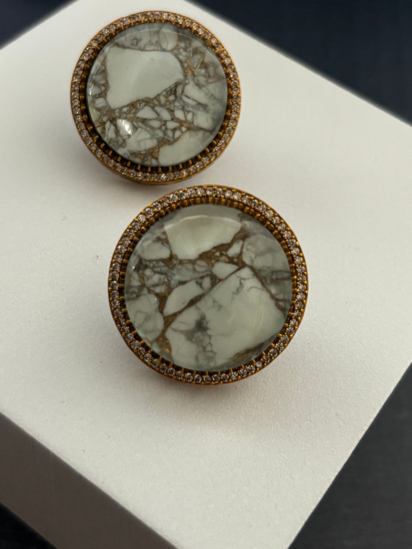Victorian Studs White Stone Earrings