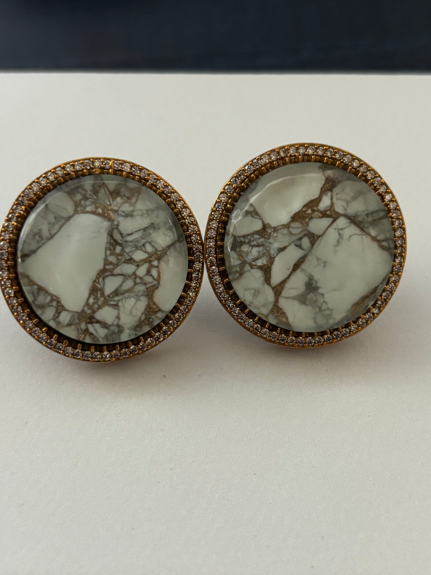 Victorian Studs White Stone Earrings