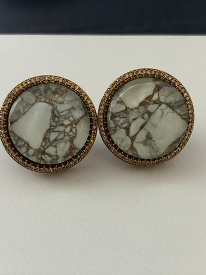 Victorian Studs White Stone Earrings