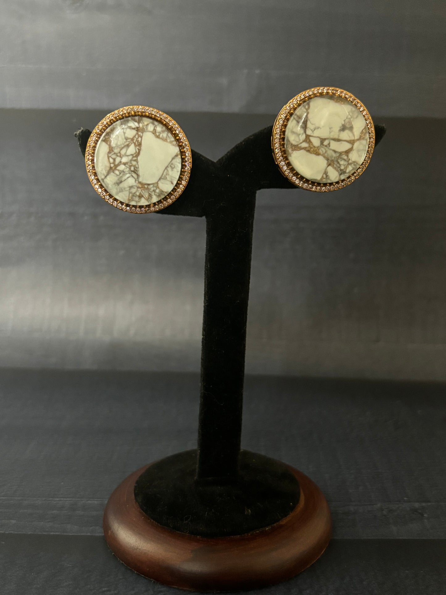 Victorian Studs White Stone Earrings