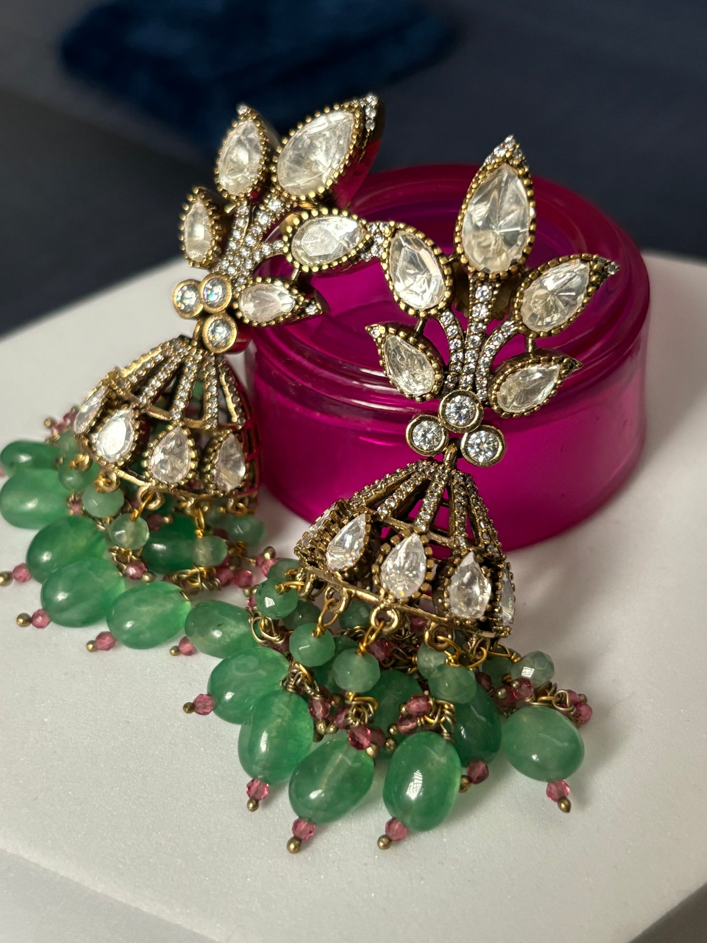Victorian Green Jhumkas