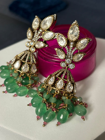 Victorian Green Jhumkas