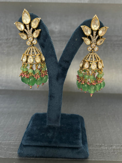 Victorian Green Jhumkas