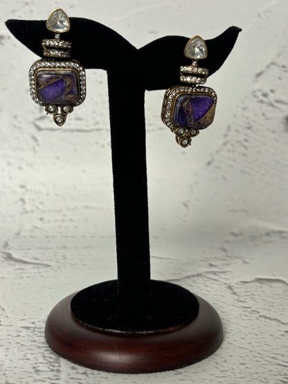 Marble look Purple Stone Victorian Earrings