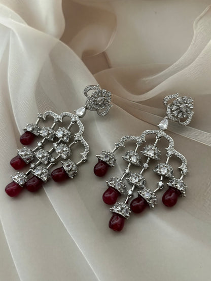 Chandelier Ruby Diamond Earrings