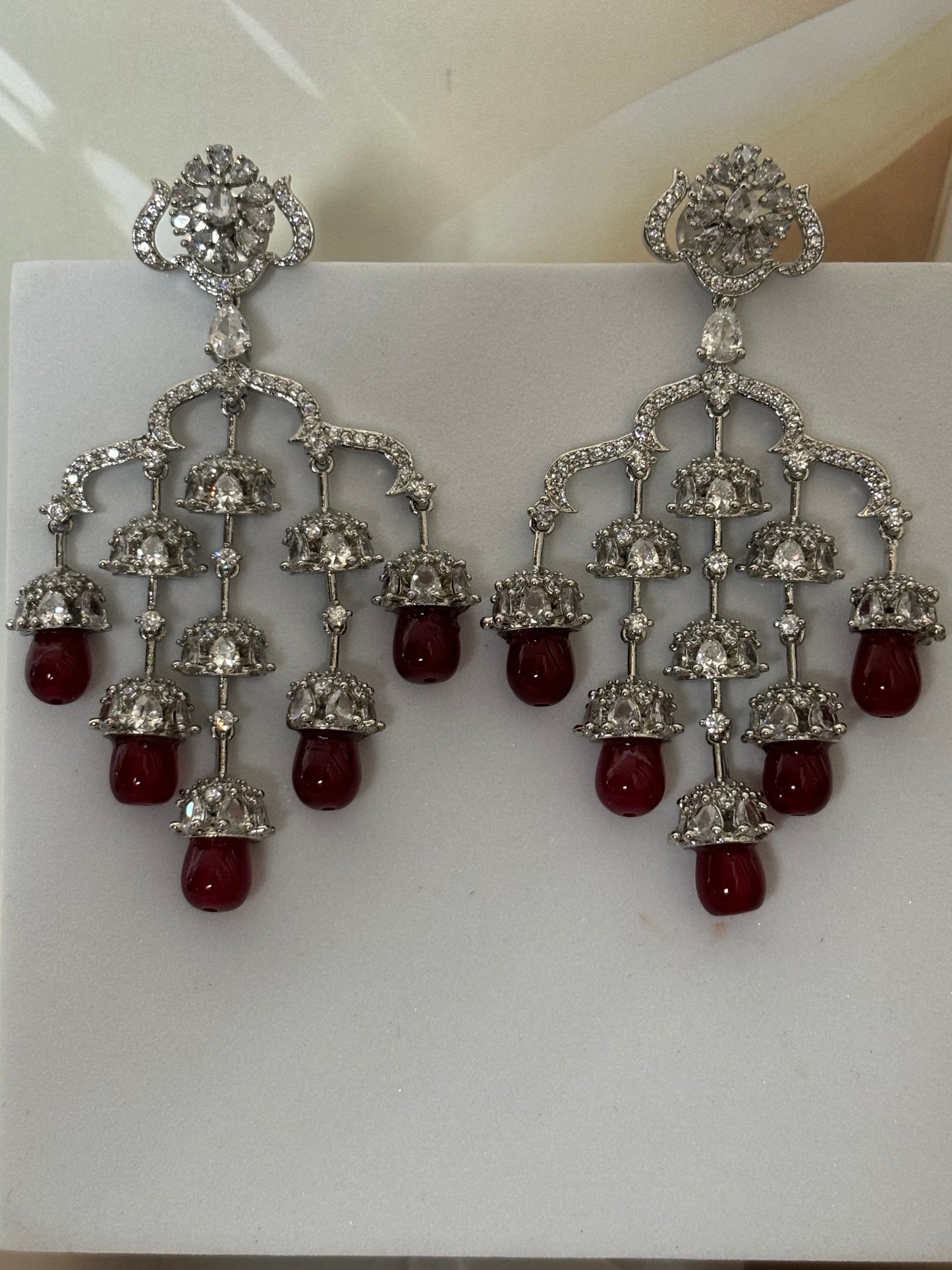 Chandelier Ruby Diamond Earrings
