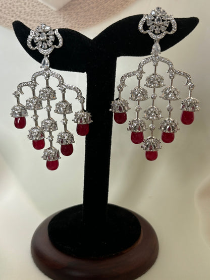 Chandelier Ruby Diamond Earrings
