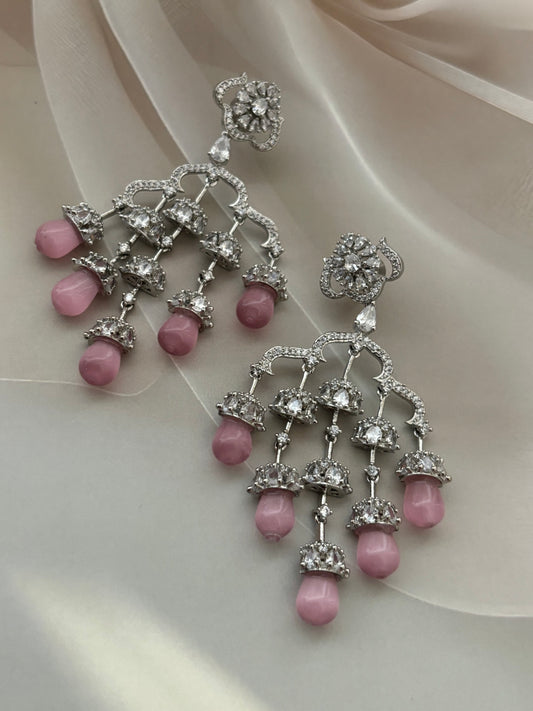 Chandelier Pastel Pink Diamond Earrings