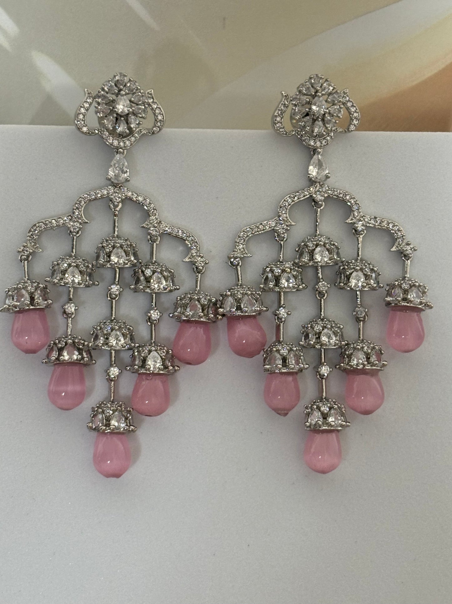 Chandelier Pastel Pink Diamond Earrings